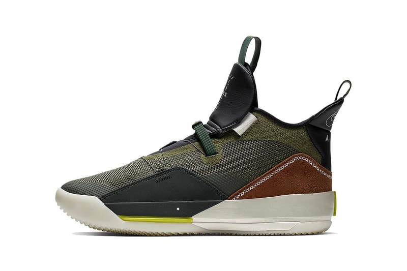 Travis Scott x Air Jordan XXXIII is on StockX basketball olive black brown catcus jack grey sports performance jordan texas houston music rap astroworld aj33 