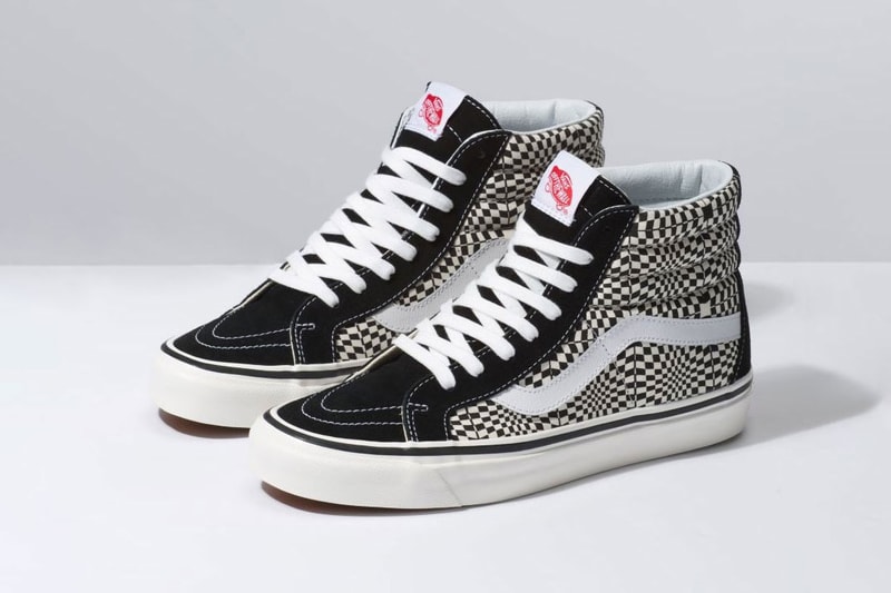 Vans Anaheim Factory Warp Check Sk8-Hi Slip-On pack drop release date buy checkerboard pattern red black