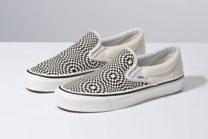 Vans Anaheim Factory Warp Check Sk8-Hi Slip-On pack drop release date buy checkerboard pattern red black