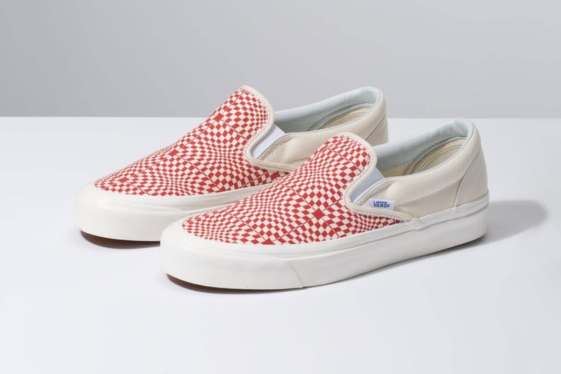 Vans Anaheim Factory Warp Check Sk8-Hi Slip-On pack drop release date buy checkerboard pattern red black