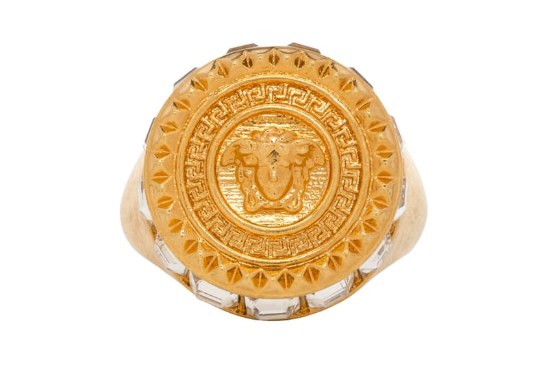 Versace Gold & Black Smalto Ring | ModeSens