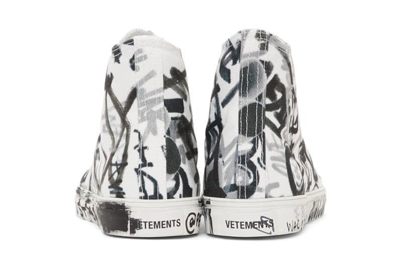 Vetements Georgian Graffiti Low & High-Top Sneakers made in Italy white black "fuck war" "war is terrorism" "just say no" 