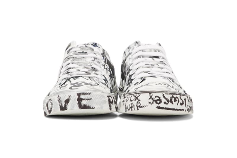 Vetements Georgian Graffiti Low & High-Top Sneakers made in Italy white black "fuck war" "war is terrorism" "just say no"