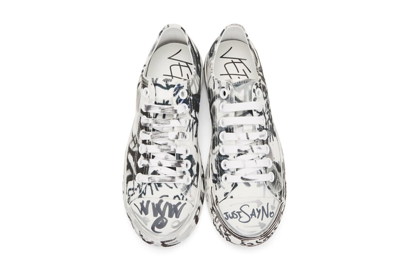 Vetements Georgian Graffiti Low & High-Top Sneakers made in Italy white black "fuck war" "war is terrorism" "just say no" 