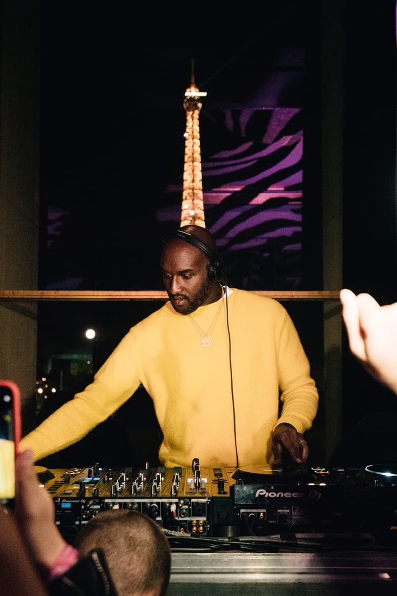 virgil abloh evian water launch party one drop can make a rainbow inside bottle somos release drop buy sale france paris dj set