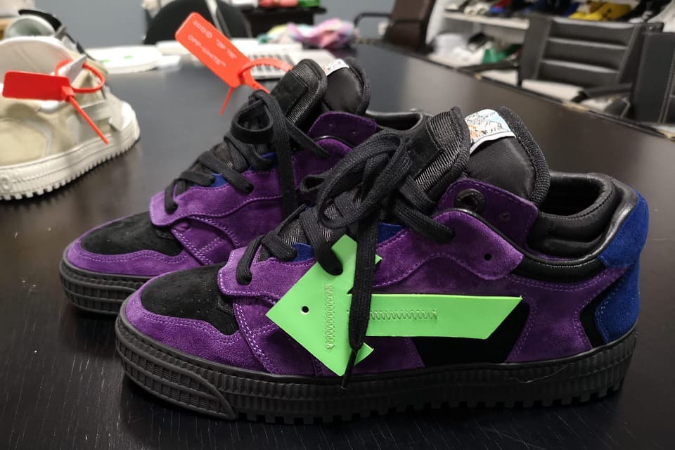 purple off white shoes