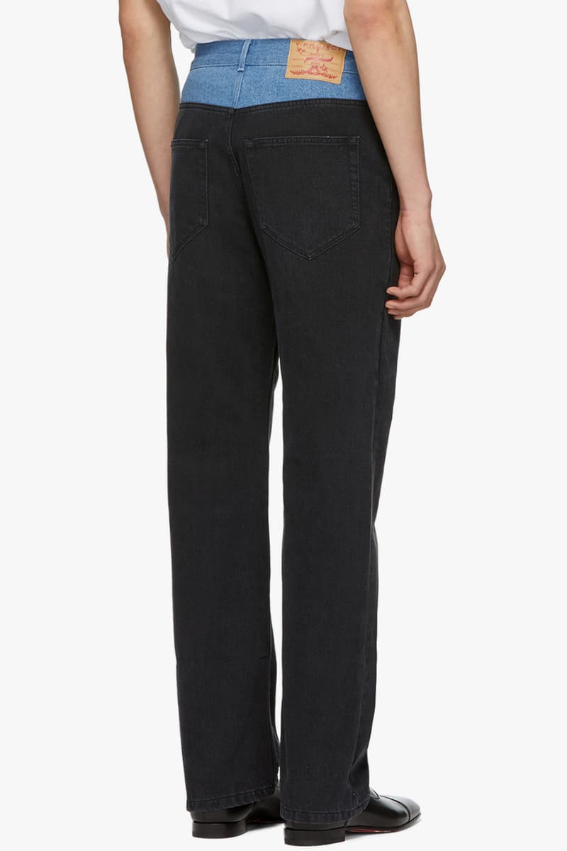 Y/Project Blue Cut Out Jeans Black High Rise Straight Leg Spring Summer 2019 SS19