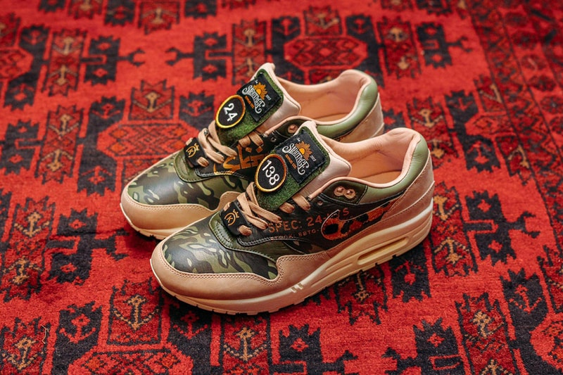 24 Kilates Nike Air Max 1 Custom Pairs Sneakers Sabotage SBTG Singapore Artist Customiser Stampede Collection The Mine Bangkok Thailand New Era Cap Design X Ray Camouflage Velcro Patches Military Inspired  
