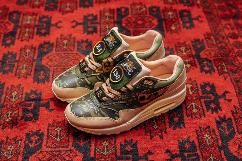 24 Kilates Nike Air Max 1 Custom Pairs Sneakers Sabotage SBTG Singapore Artist Customiser Stampede Collection The Mine Bangkok Thailand New Era Cap Design X Ray Camouflage Velcro Patches Military Inspired