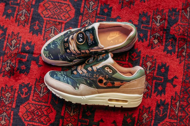 24 Kilates Nike Air Max 1 Custom Pairs Sneakers Sabotage SBTG Singapore Artist Customiser Stampede Collection The Mine Bangkok Thailand New Era Cap Design X Ray Camouflage Velcro Patches Military Inspired  