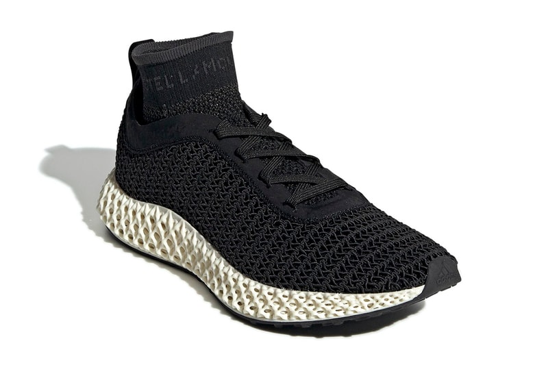 Stella McCartney x adidas AlphaEdge 4D futurecraft black sock liner white 3d printed three stripes