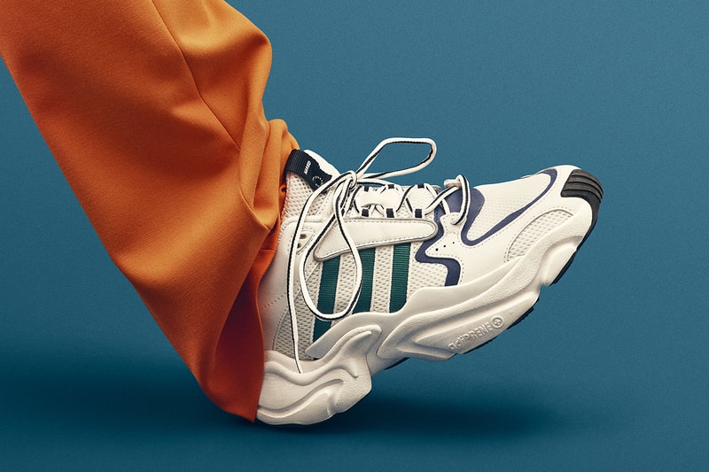 adidas Consortium Naked Magmur Runner Collaboration New Silhouette All White Friends and Family Green Blue Chunky Vintage Design AdiPrene