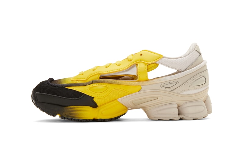 Raf Simons x adidas Replicant Ozweego Gradient sock pack sneakers yellow & black red & blue release info pricing stockist ssense 