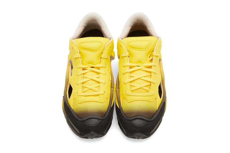 Raf Simons x adidas Replicant Ozweego Gradient sock pack sneakers yellow & black red & blue release info pricing stockist ssense 