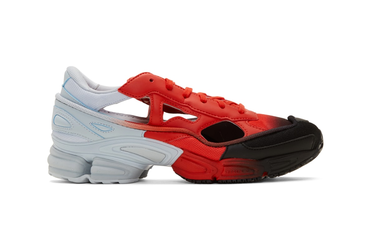 Raf Simons x adidas Replicant Ozweego Gradient sock pack sneakers yellow & black red & blue release info pricing stockist ssense 