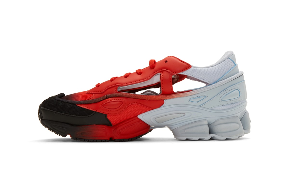 Raf Simons x adidas Replicant Ozweego Gradient sock pack sneakers yellow & black red & blue release info pricing stockist ssense 