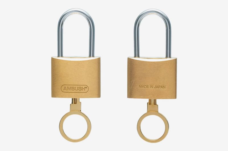 Ambush Gold-Tone Padlock Keyring Release Browns Yoon