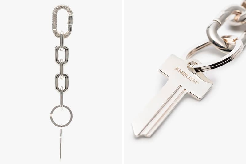 AMBUSH Metallic Crystal Embellished Keyring yoon ahn verbal ambush korean designer accessories jewelry silver-tone metal metallic