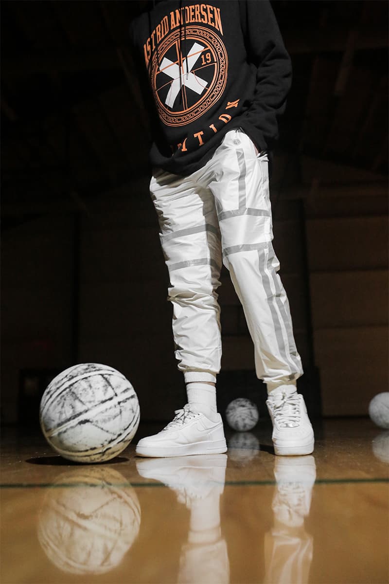 Astrid Andersen x XHIBTION Sportswear Collection Lookbook fashion lookbooks Scandinavia basketball 3m reflective stripes x orange black white