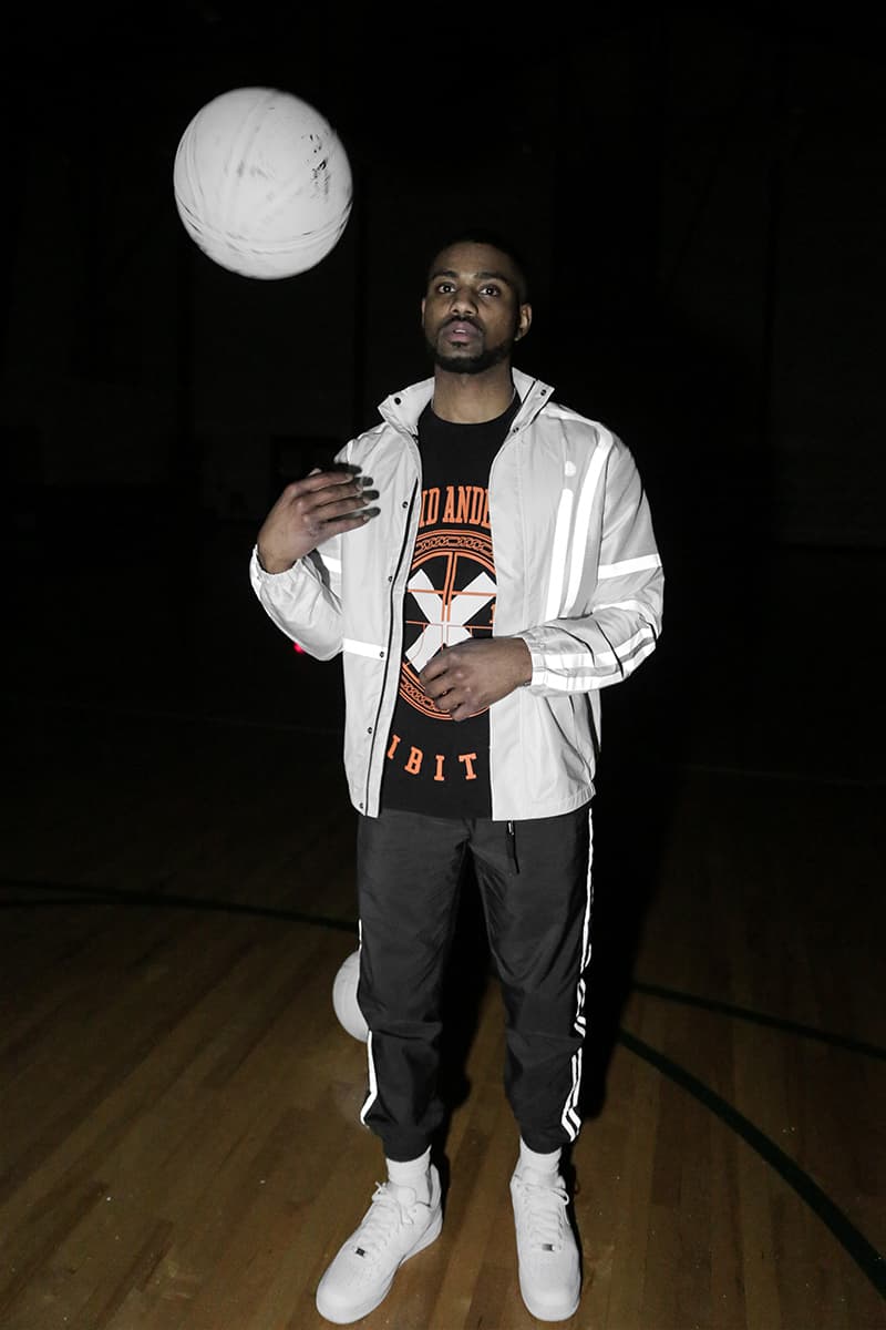 Astrid Andersen x XHIBTION Sportswear Collection Lookbook fashion lookbooks Scandinavia basketball 3m reflective stripes x orange black white