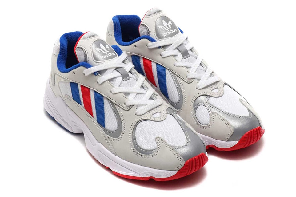 atmos adidas Yung 1 Barber Shop Falcon Dorf Red White Blue Silver Japanese Retailer Three Stripes OG Chunky Shoe Silhouette Release Information March 16 Drop Date