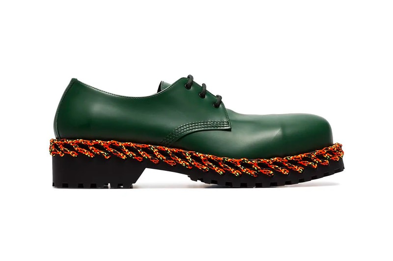 Balenciaga Laced Sole Leather Derby Shoes Release Green Orange Black Demna Gvasalia 