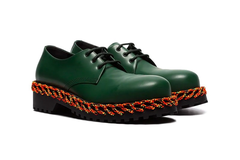 Balenciaga Laced Sole Leather Derby Shoes Release Green Orange Black Demna Gvasalia 