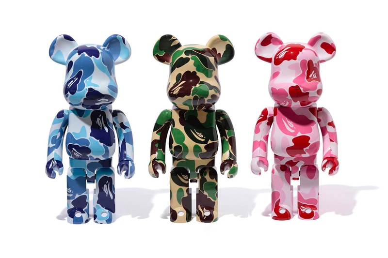 BAPE Medicom Toy ABC CAMO BE@RBRICK 1000 Release Green Blue Pink