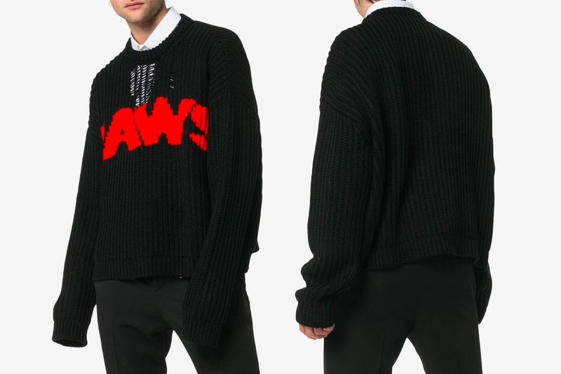 Calvin Klein 205W39NYC Jaws Knitted Sweater Release Black Red Raf Simons acrylic release date drop info buy spring summer 2019