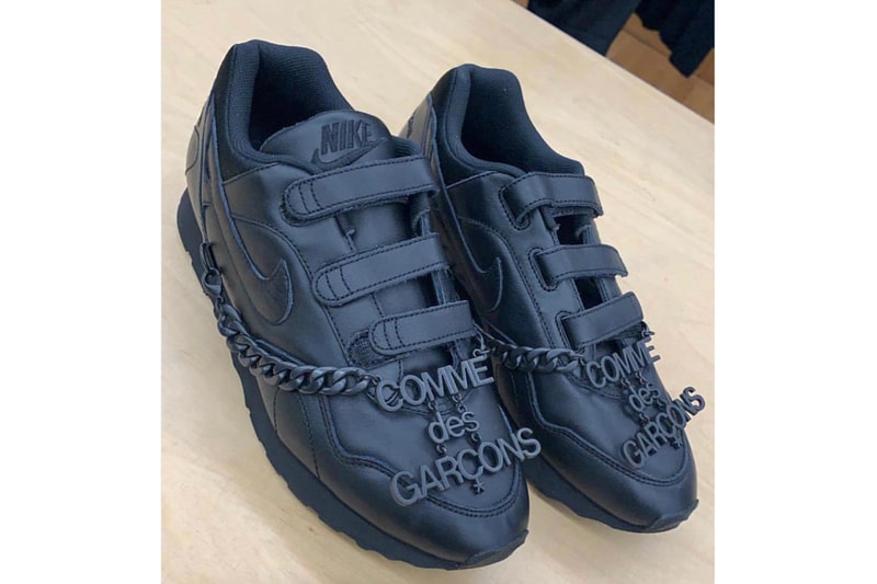 Nike x COMME des GARÇONS Velcro Sneaker first look release info stockist teaser fall/winter 2019 fw19 black tonal colorway 