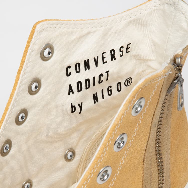 Nigo human made Converse japan Addict Chuck Taylor all star Zip zipper Beige Suede tan 60 60s 1960 1960s basketball players name tag