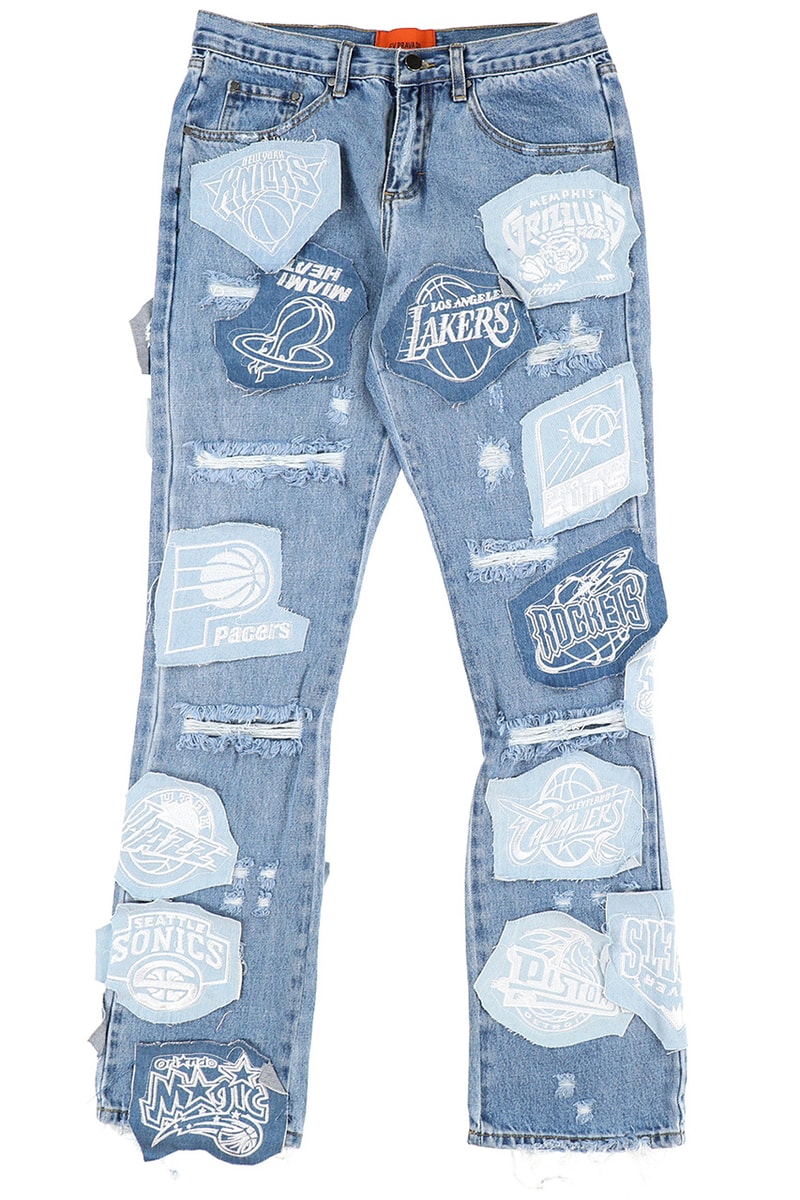Ev Bravado MRDR BRVDO Cease and Assist Denim Blue Patch American USA Sporting Teams Basketball Knicks Cavaliers LA Lakers Seattle Sonics Chicago Bulls Clippers 