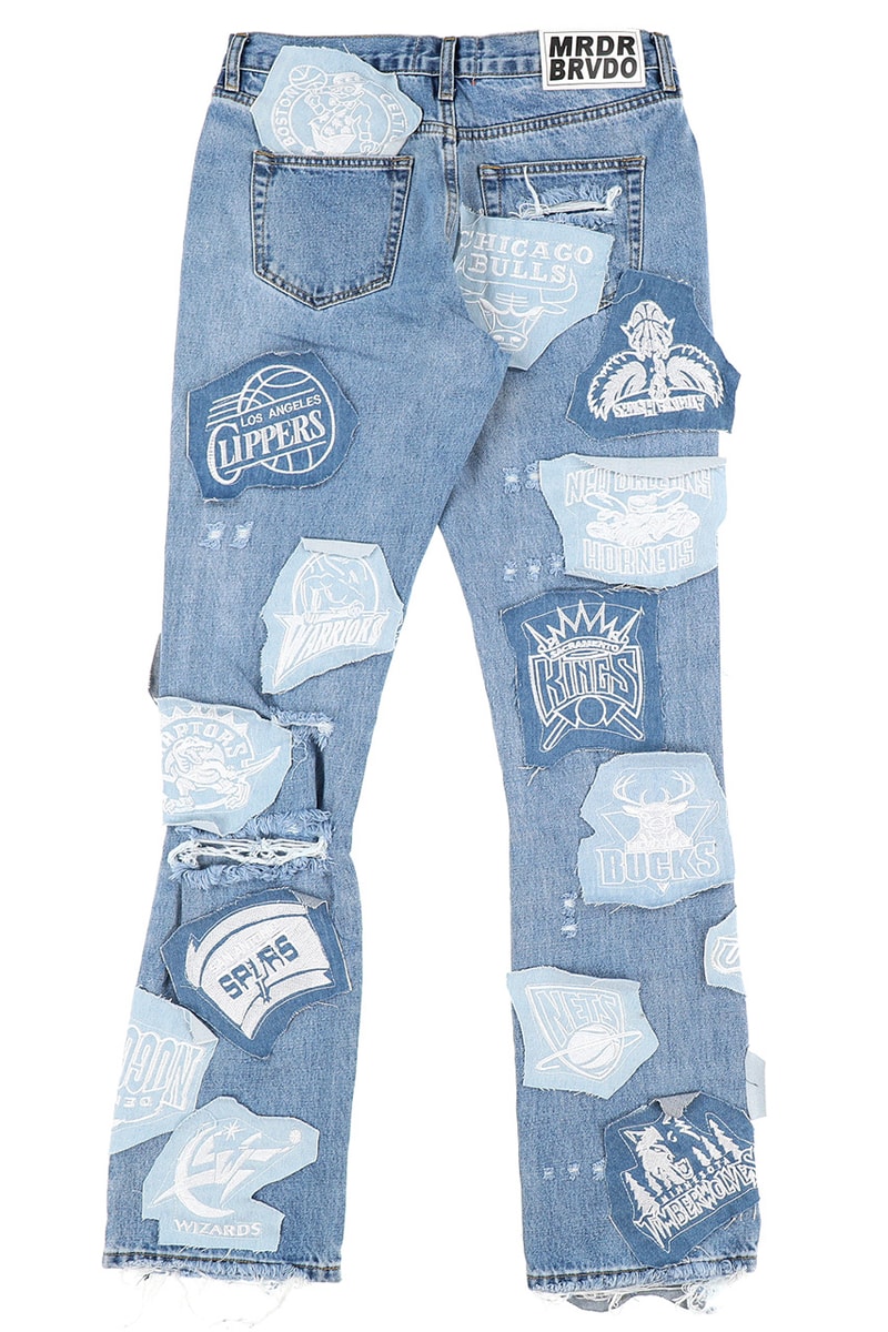 Ev Bravado MRDR BRVDO Cease and Assist Denim Blue Patch American USA Sporting Teams Basketball Knicks Cavaliers LA Lakers Seattle Sonics Chicago Bulls Clippers 