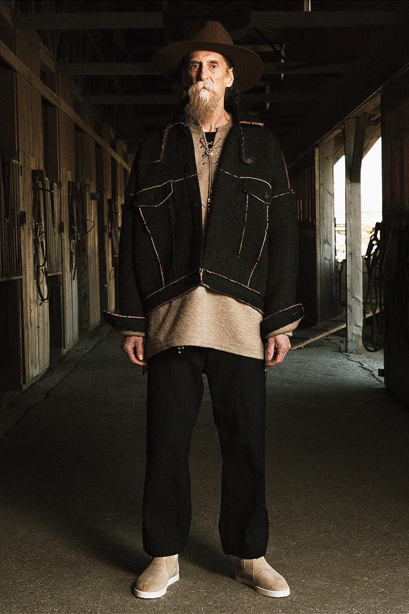 FACCIES Fall/Winter 2019 Collection Lookbook japan japanese americana wild wild west cowboy native american old dude model ponchos sweats outerwear trousers overcoats embroidery