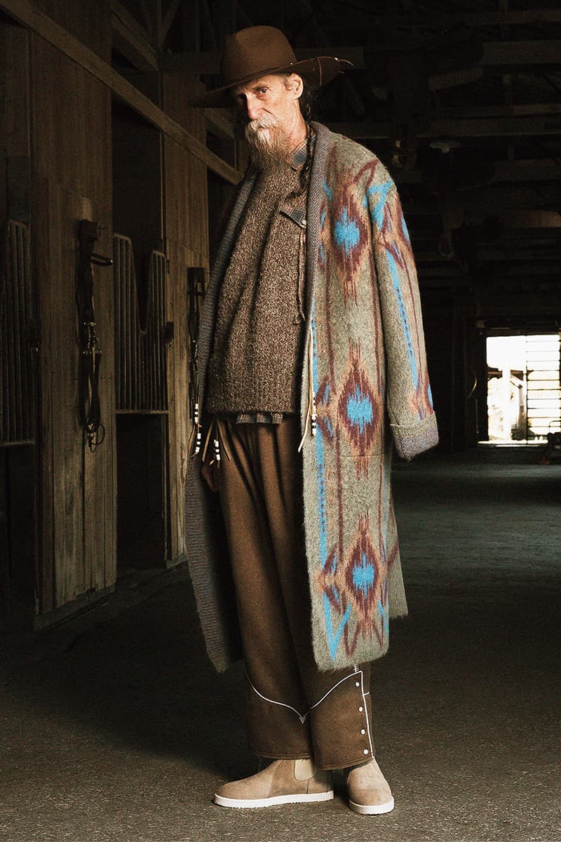FACCIES Fall/Winter 2019 Collection Lookbook japan japanese americana wild wild west cowboy native american old dude model ponchos sweats outerwear trousers overcoats embroidery