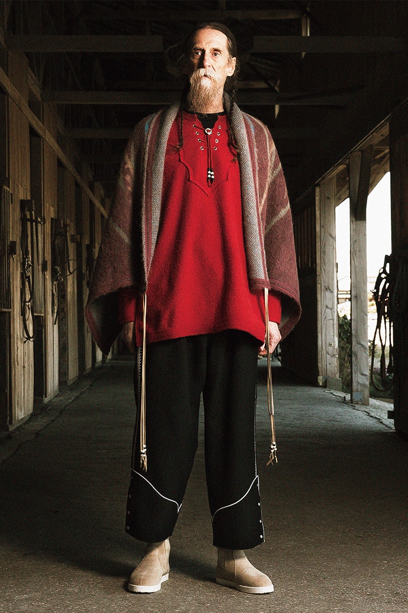 FACCIES Fall/Winter 2019 Collection Lookbook japan japanese americana wild wild west cowboy native american old dude model ponchos sweats outerwear trousers overcoats embroidery 