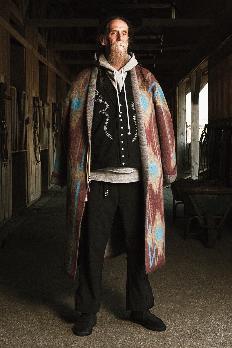FACCIES Fall/Winter 2019 Collection Lookbook japan japanese americana wild wild west cowboy native american old dude model ponchos sweats outerwear trousers overcoats embroidery 