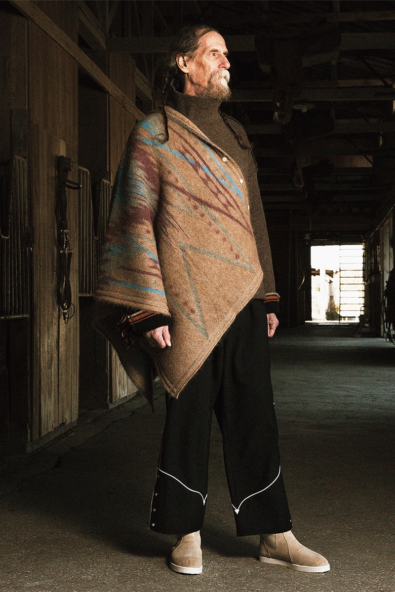 FACCIES Fall/Winter 2019 Collection Lookbook japan japanese americana wild wild west cowboy native american old dude model ponchos sweats outerwear trousers overcoats embroidery 