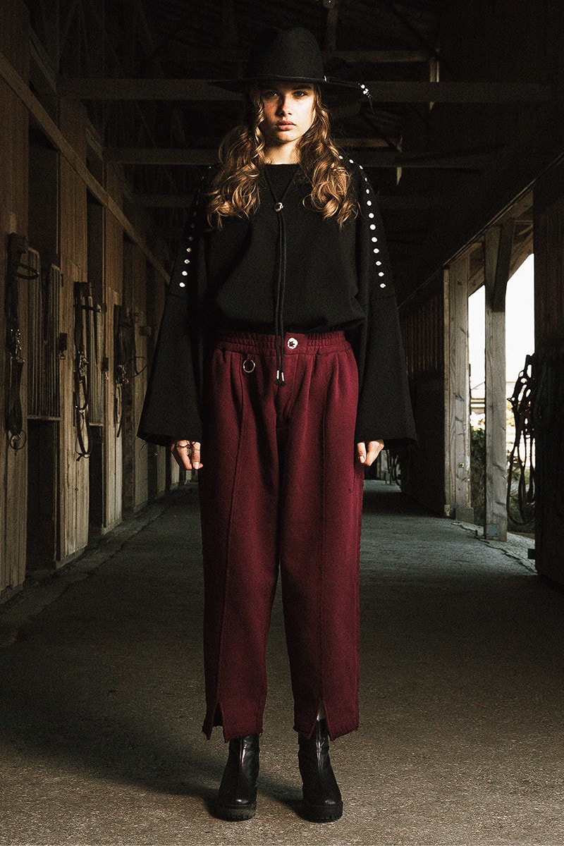 FACCIES Fall/Winter 2019 Collection Lookbook japan japanese americana wild wild west cowboy native american old dude model ponchos sweats outerwear trousers overcoats embroidery 