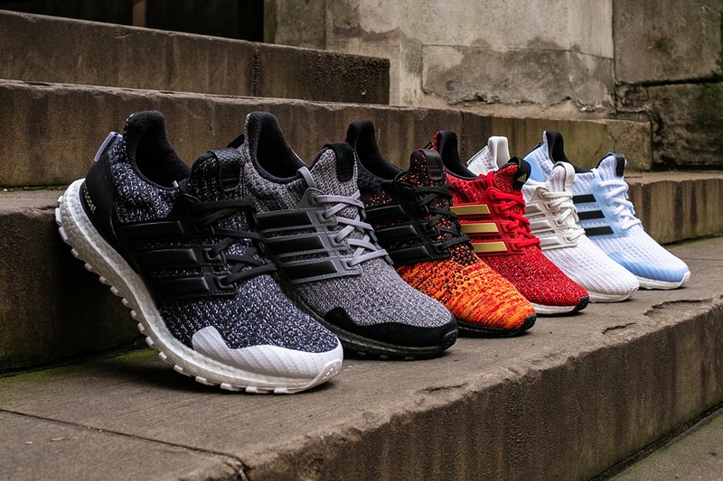 adidas ultraboost game of thrones hbo sneaker collaboration targaryen lannister stark dragon night's watch white walkers king iron throne season 8 what to expect buy win purchase closer look details