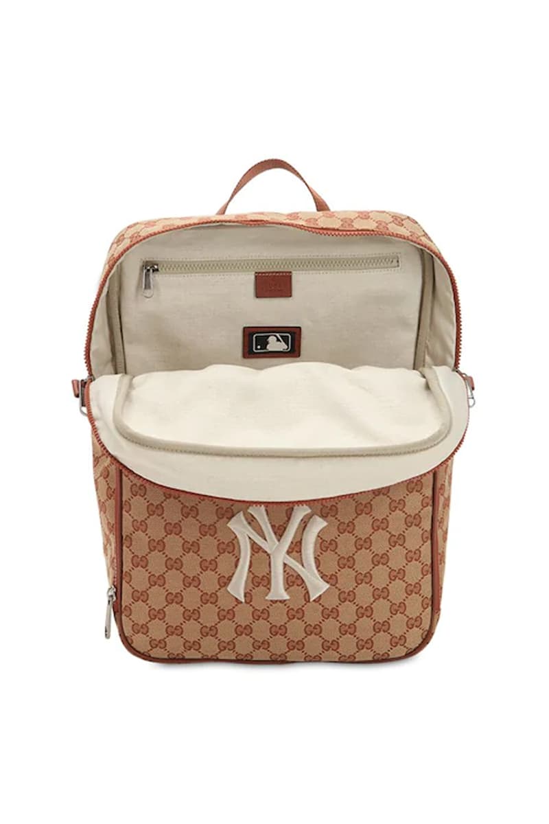 Gucci GG Supreme New York Yankees Logo Backpack | HYPEBEAST