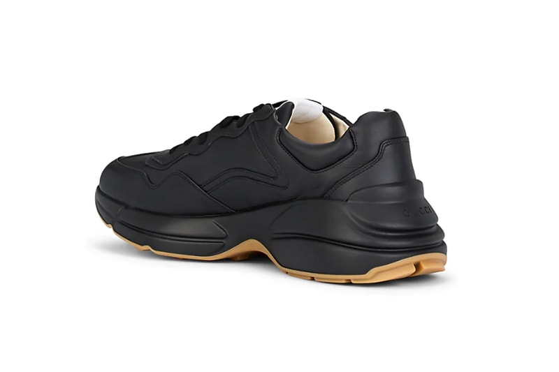 Gucci Rhyton tiger print black leather sneakers