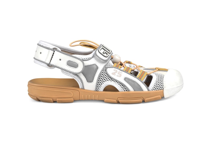Gucci Mens Leather Mesh Sandal Hybrid Sneaker Chunky Sole Unit Slingback 
