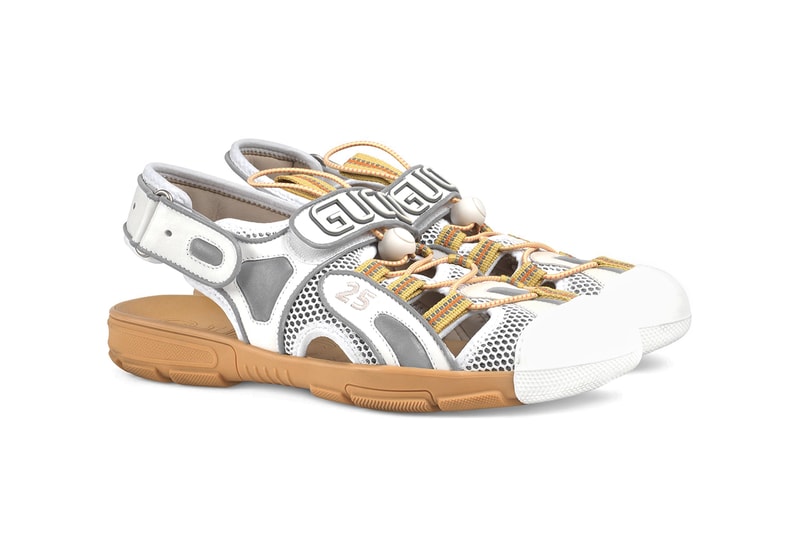 Gucci Mens Leather Mesh Sandal Hybrid Sneaker Chunky Sole Unit Slingback 