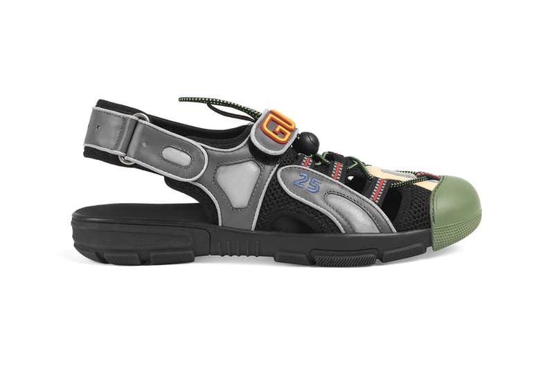 Gucci Mens Leather Mesh Sandal Hybrid Sneaker Chunky Sole Unit Slingback 