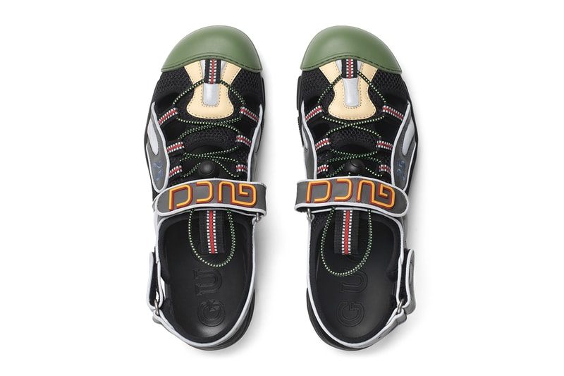 Gucci Mens Leather Mesh Sandal Hybrid Sneaker Chunky Sole Unit Slingback 