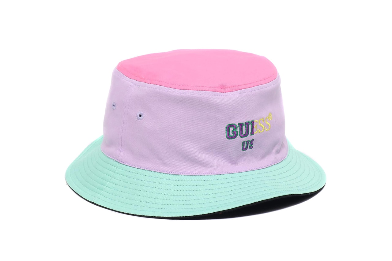 atmos Guess Capsule Collection SS19 Spring Summer 2019 Release Cut and Sew Split T Shirts Multi Logo Vintage Pastel OG Bucket Hat Jersey Sweat Loopack Old School Waist Bum Bag 