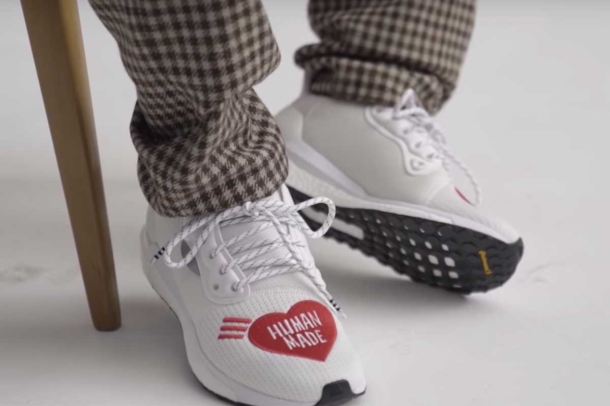 Pharrell Teases HUMAN MADE x adidas Sneakers gq france chanel pharrell williams nigo
