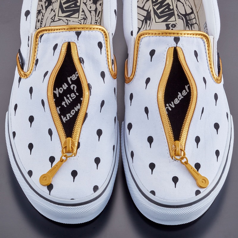 Jojo's Bizarre Adventure Golden Wind x Vans Era Pro Slip On Detail Zip Graphic Insoles Collaboration Collection Footwear Sneakers Anime Character Logo 