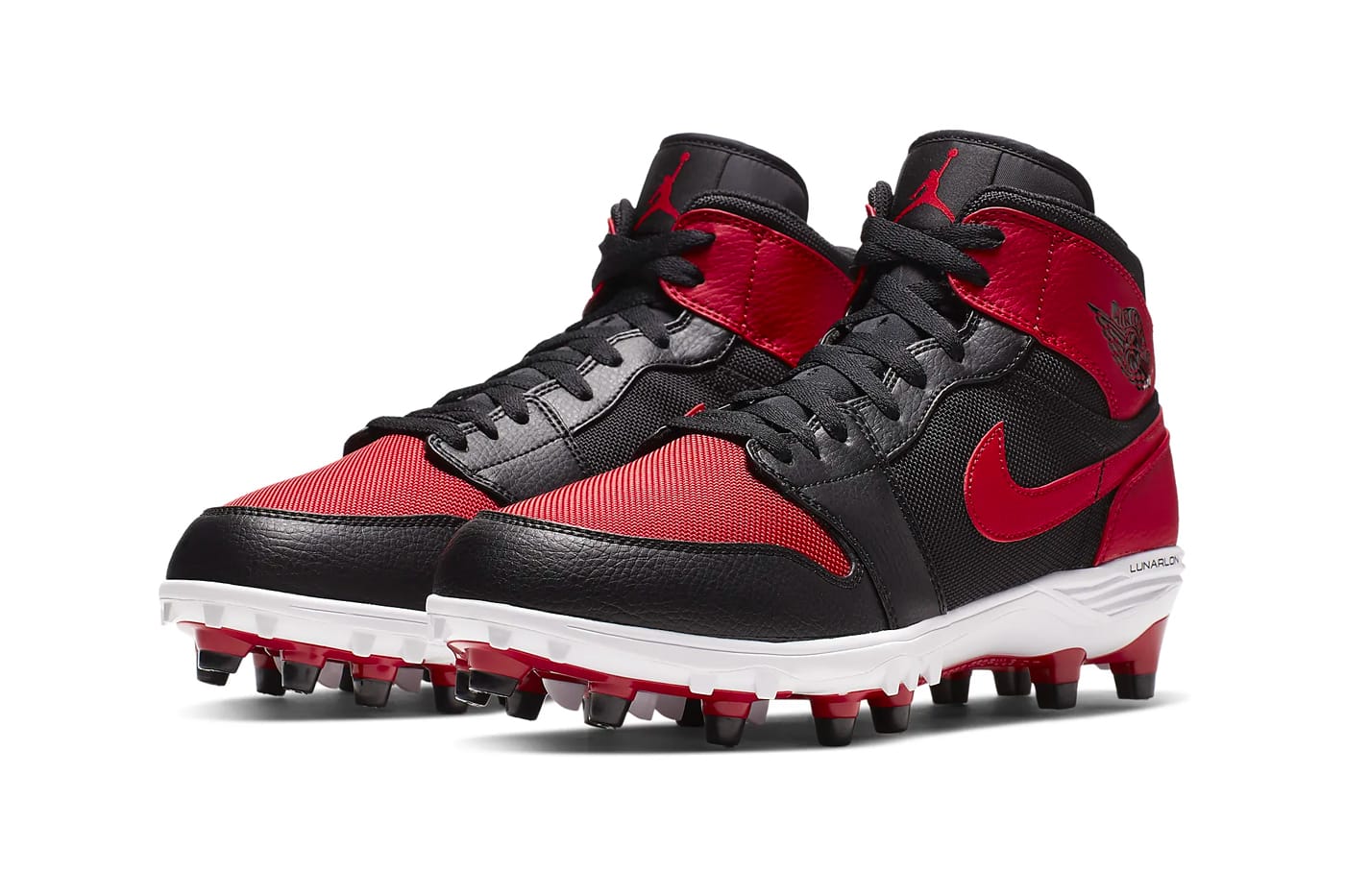 black and red jordan cleats
